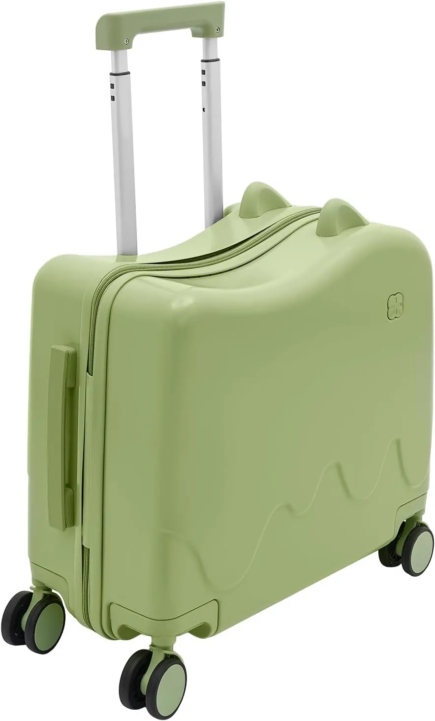 Ride on Suitcase for Kids, Kid's Ride-on Travel Suitcase with Wheels, Rolling Carry On Luggage with Lock for Girls and Boys, Children's Ttrolley Rider Ride-on Luggage Case (Olive Green)