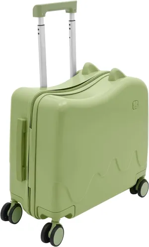 Ride on Suitcase for Kids, Kid's Ride-on Travel Suitcase with Wheels, Rolling Carry On Luggage with Lock for Girls and Boys, Children's Ttrolley Rider Ride-on Luggage Case (Olive Green)