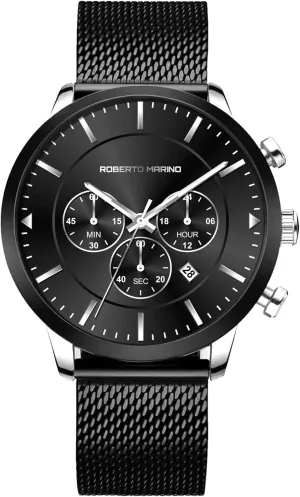 RM3435 Men’s Luxury Wrist Watch – Blue Stainless Steel Japanese Quartz, 3 ATM Water Resistant – Elegant Dress Watches for Men, Vintage Design, Ideal as a Reloj para Hombres