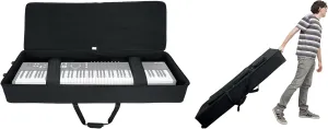 Rockville Rolling Bag 76 Key Keyboard Case w/Wheels Trolley Handle Large Pocket V2
