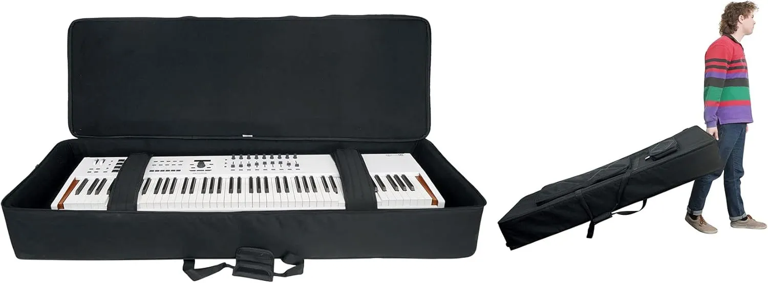Rockville Rolling Bag 88 Key Keyboard Case w/Wheels Trolley Handle Large Pocket V2