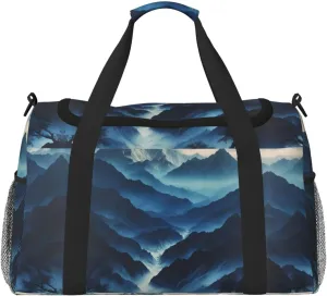 Rocky mountain print Weekender Overnight Carry On Bag Gym Luggage Bag Duffel Bag for Travel Women