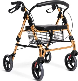 Rollator Walkers Rollators Lightweight Rollator Foldable Mobility Walker with 4 Wheels & Storage Bag Adjustable Walking Aid for Elderly and Lofty Ambition