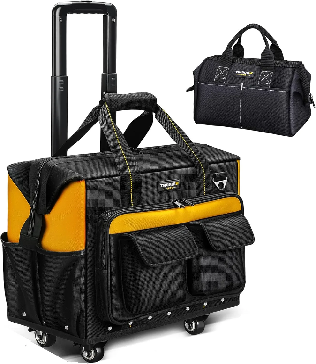 Roller Tool Bag with Four Spinner Wheels, Portable Large Rolling Tool Bag with Steel Plate Base, Waterproof