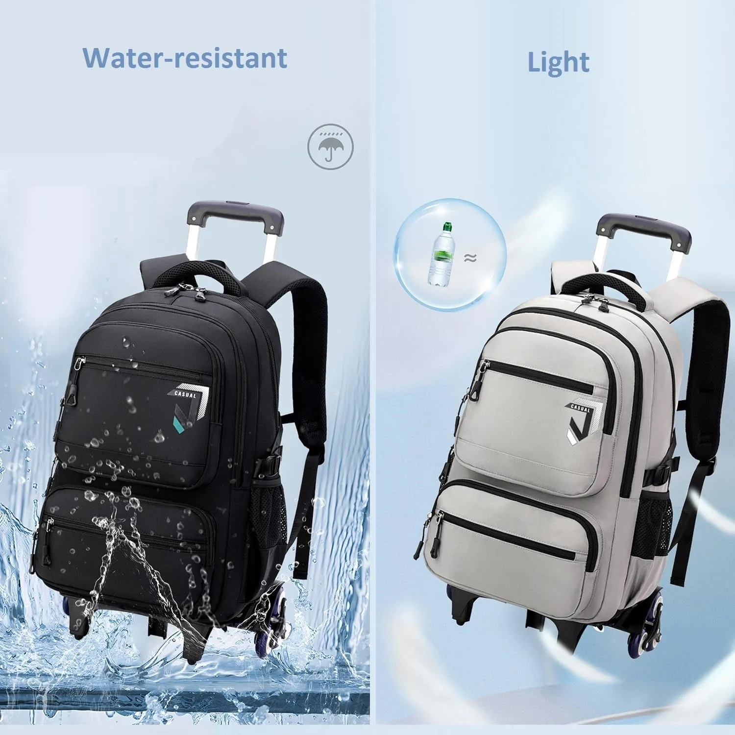 Rolling Backpack for Boys Backpack with Wheels Roller Laptop School Bag Trolley Bookbag