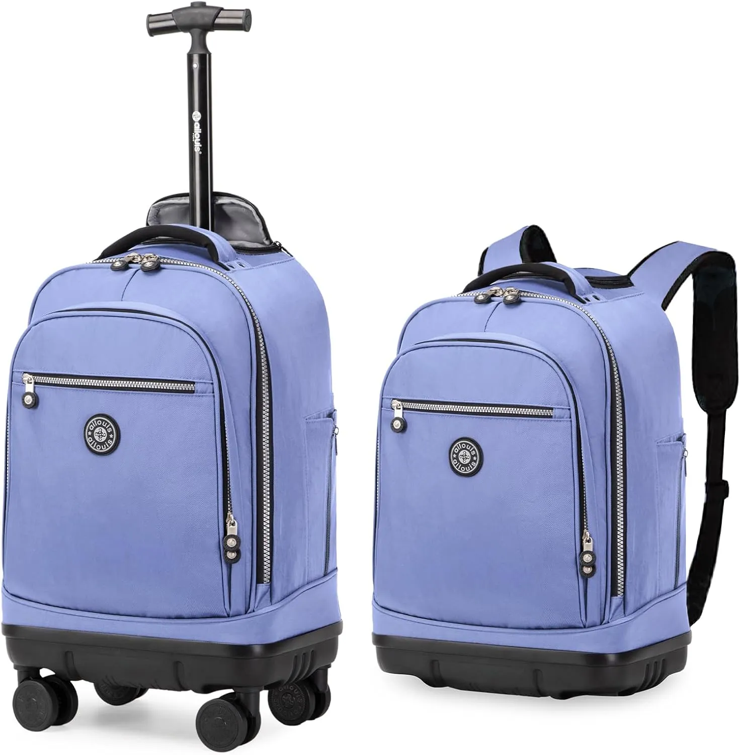 Rolling Backpack with Detachable Wheels 18 inch Wheeled Laptop Backpack Carry on Luggage Bag for Women Men to Travel