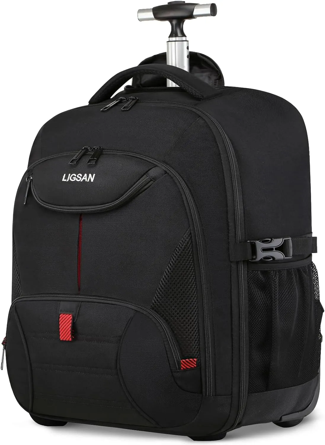 Rolling Backpack,18 inch Laptop Backpack with Wheels for Adults,Large Water Resistant Wheeled Backpack for Travel Carry on Trolley Luggage Suitcase College Business Computer Bag for Men Women, Black