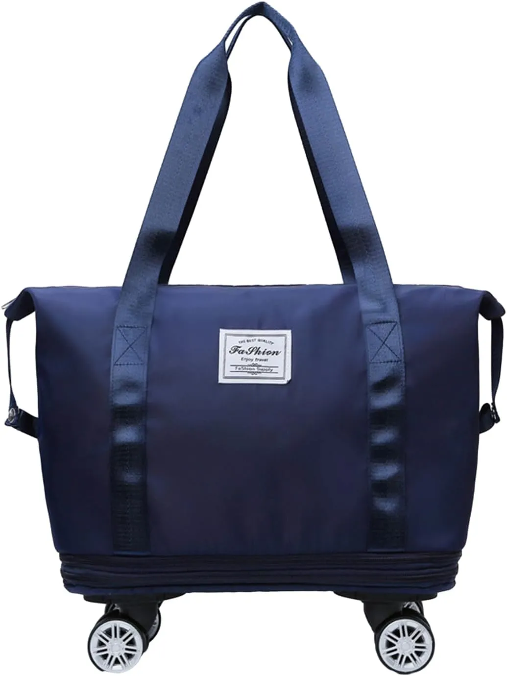 Rolling Duffel Bags with Wheels, Foldable Duffle Bag for Travel, Expandable Luggage Bag, Large Travel Duffle Bag with Detachable Wheels, Waterproof Weekend Bag for Outdoor Gym Travel (Dark Blue)