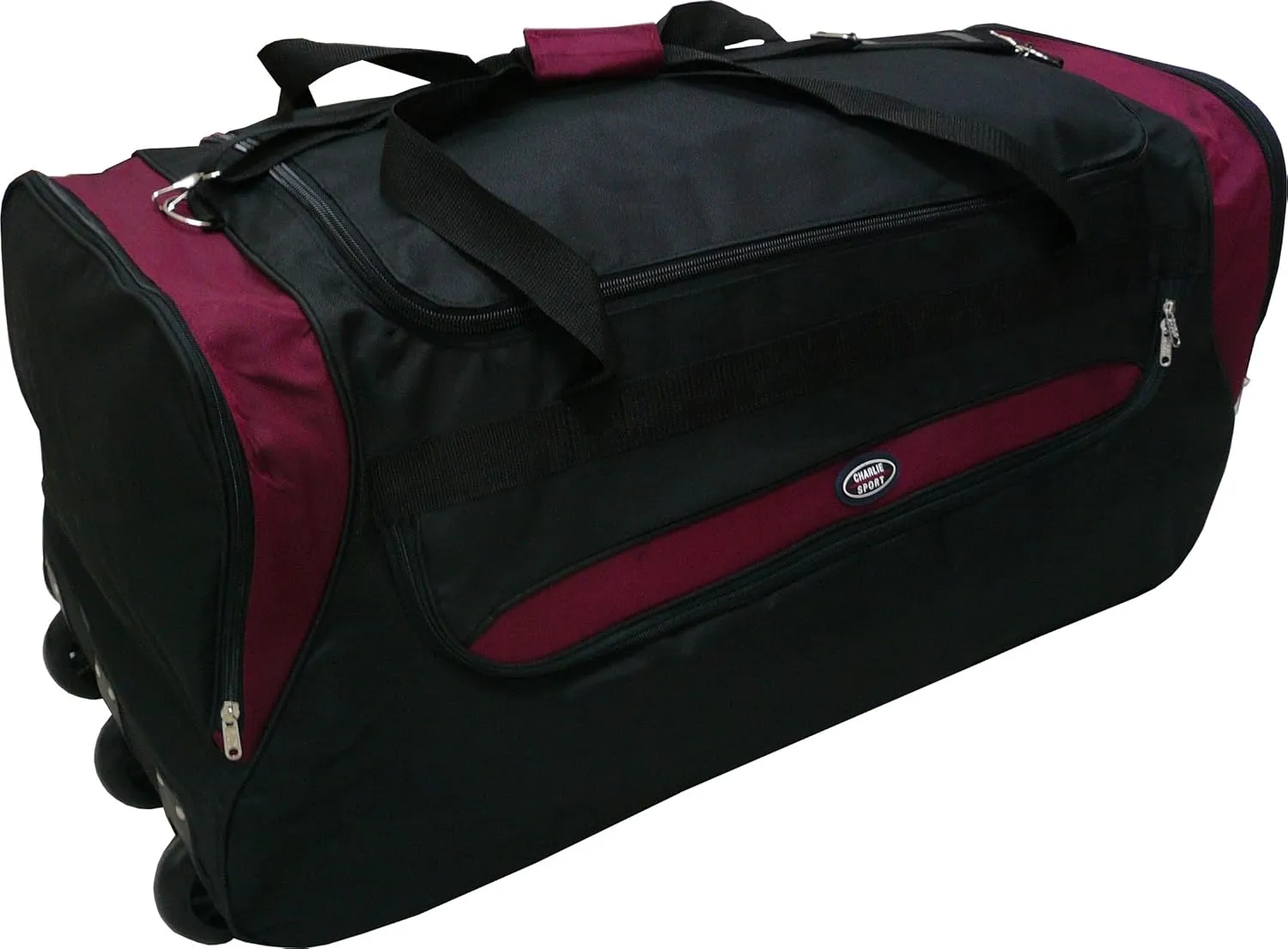 Rolling Duffle Bag (36-inch, Black/Burgundy)