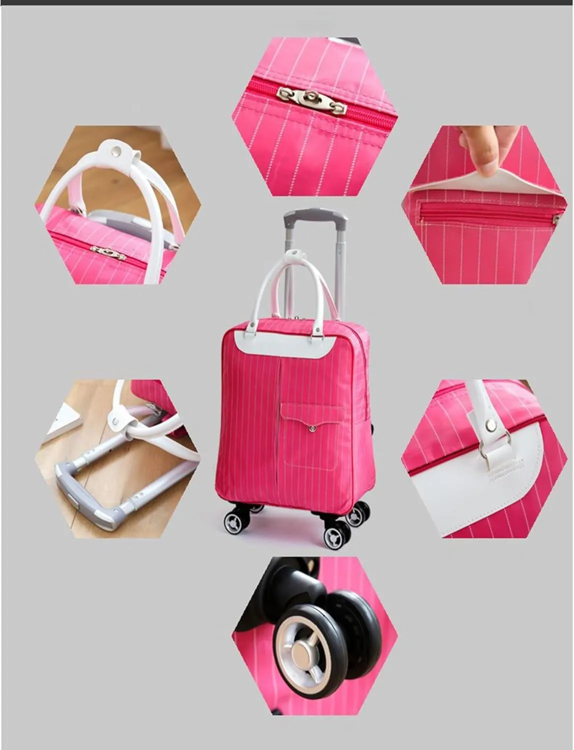 Rolling Duffle Bag with Wheels - Large Capacity Waterproof Travel Bag | 360° Spinner Wheels & Telescopic Handle | Carry-On Weekender for Men & Women(Style5,Medium)