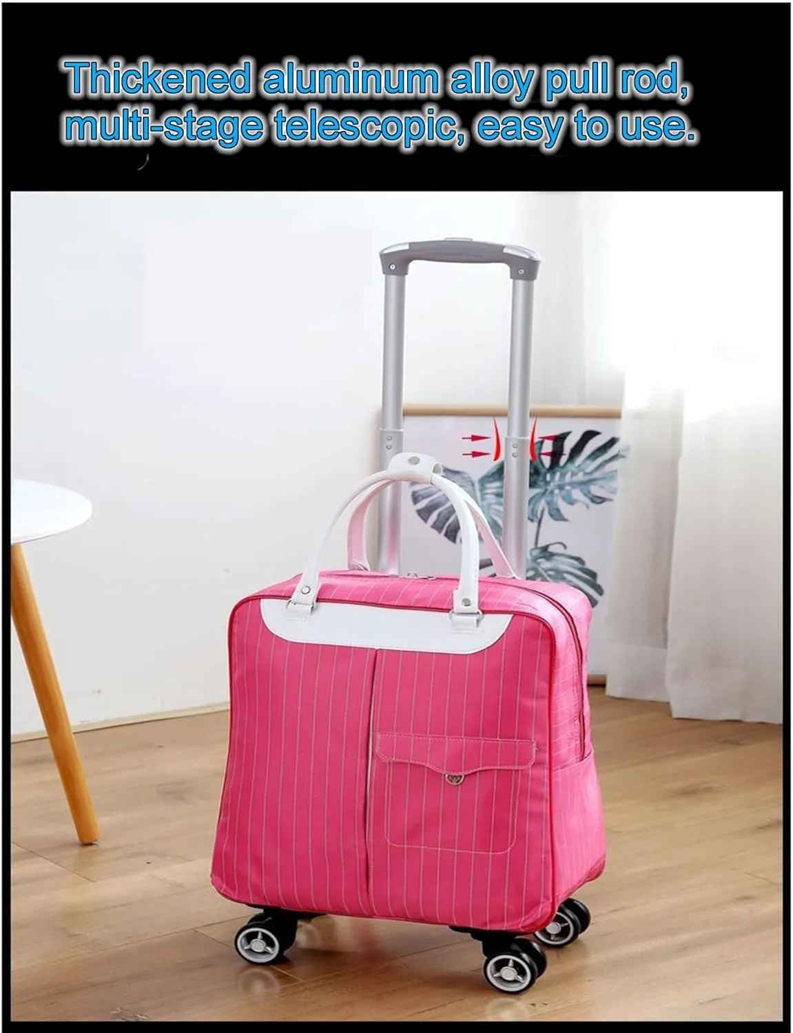 Rolling Duffle Bag with Wheels - Large Capacity Waterproof Travel Bag | 360° Spinner Wheels & Telescopic Handle | Carry-On Weekender for Men & Women(Style5,Medium)