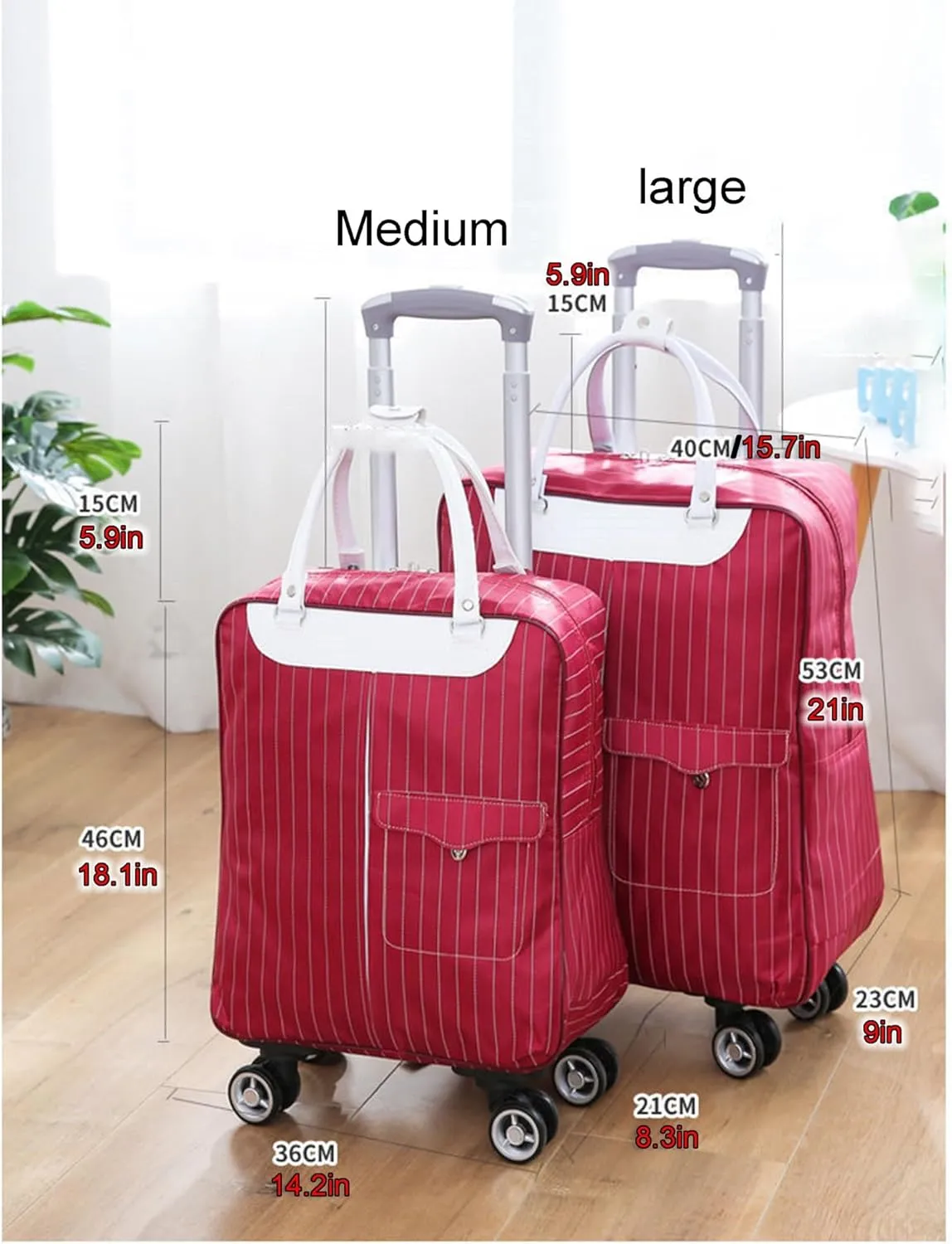 Rolling Duffle Bag with Wheels - Large Capacity Waterproof Travel Bag | 360° Spinner Wheels & Telescopic Handle | Carry-On Weekender for Men & Women(Style5,Medium)