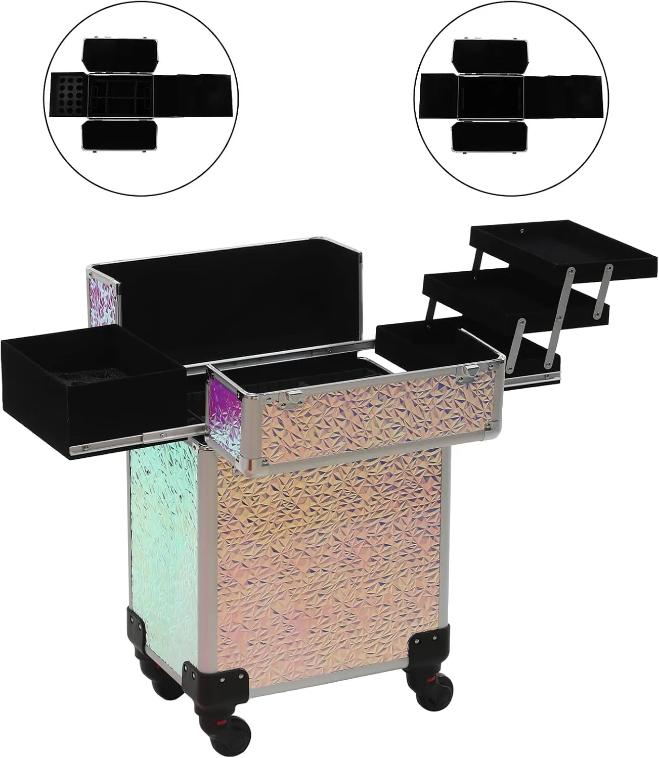 Rolling Makeup Cart with Wheels for Cosmetics Storage (Colorful)