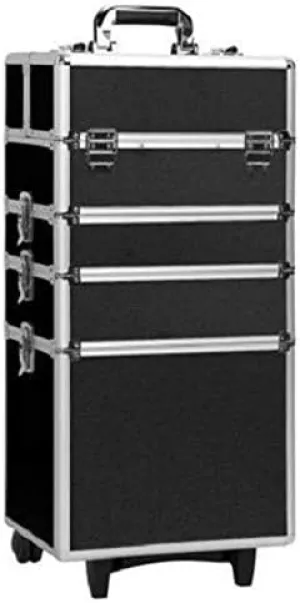 Rolling Makeup Train Case Large Storage Cosmetic Trolley 4，Black
