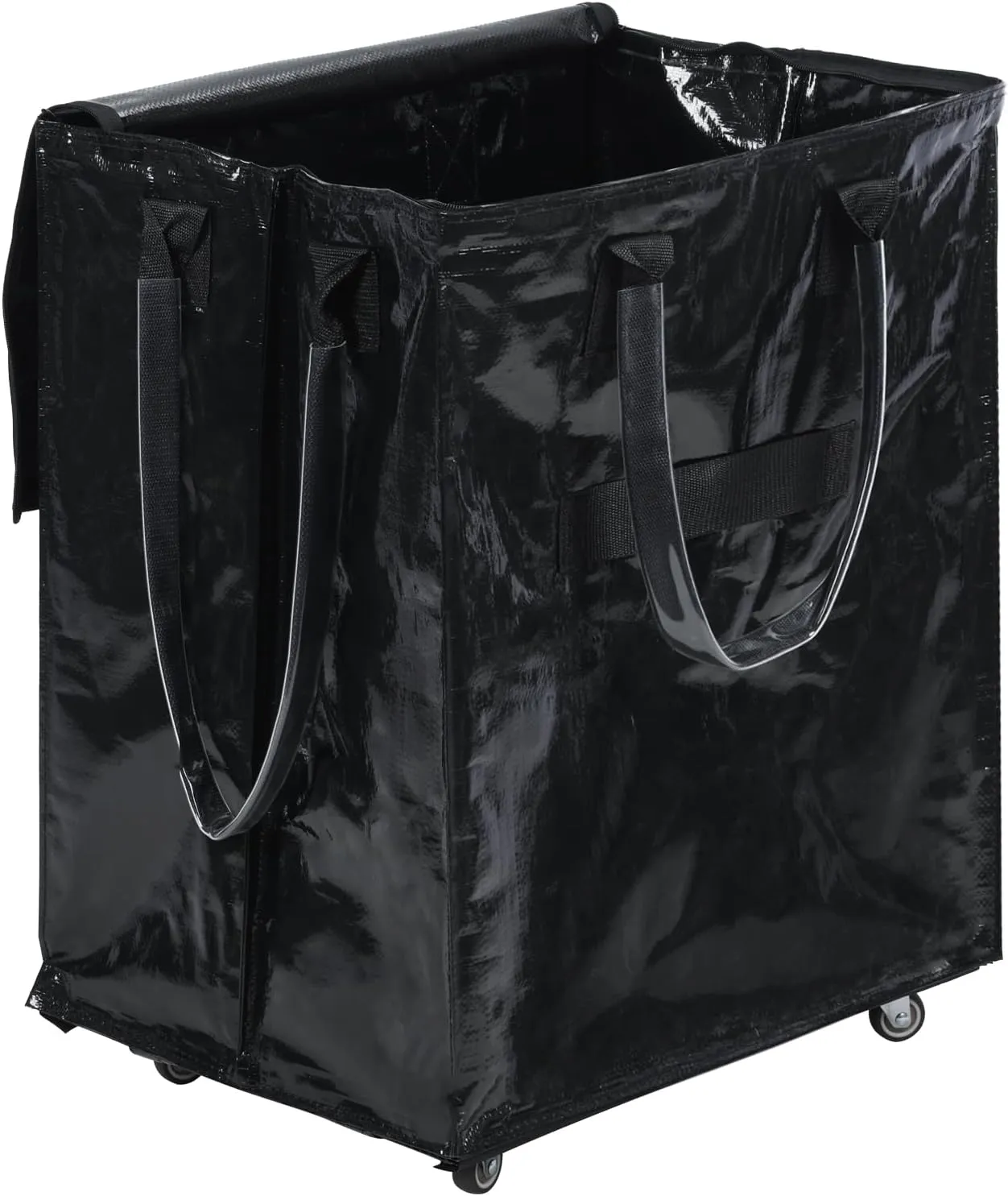 Rolling Shopping Bag, Large Reusable Grocery Bag with Wwheels, Rolling Tote Bag for Wwomen with Unbreakable Handles, Collapsible Shopping Trolley, Zipper Closure Black Large