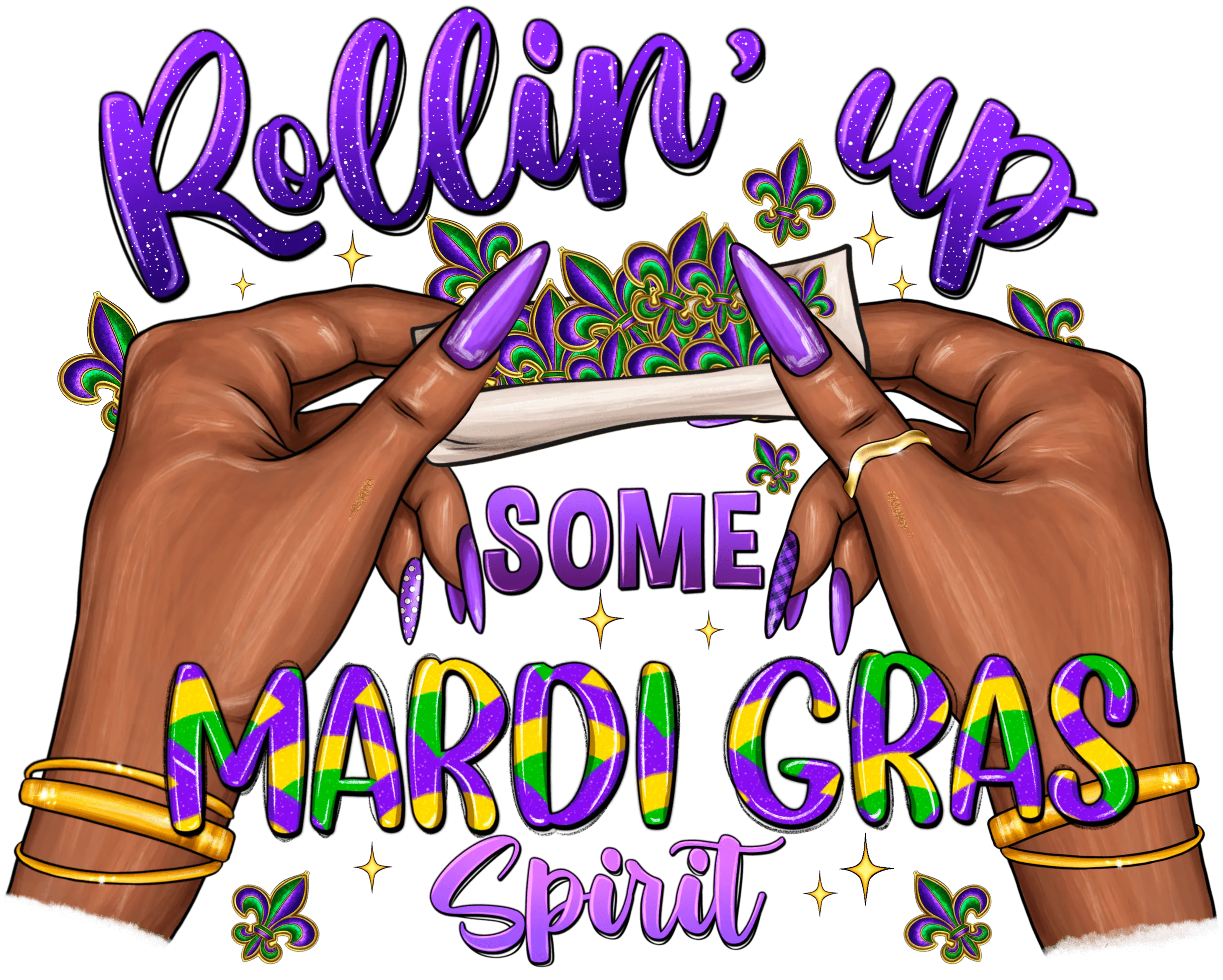 Rolling Up Mardi Gras Spirit DTF (direct-to-film) Transfer