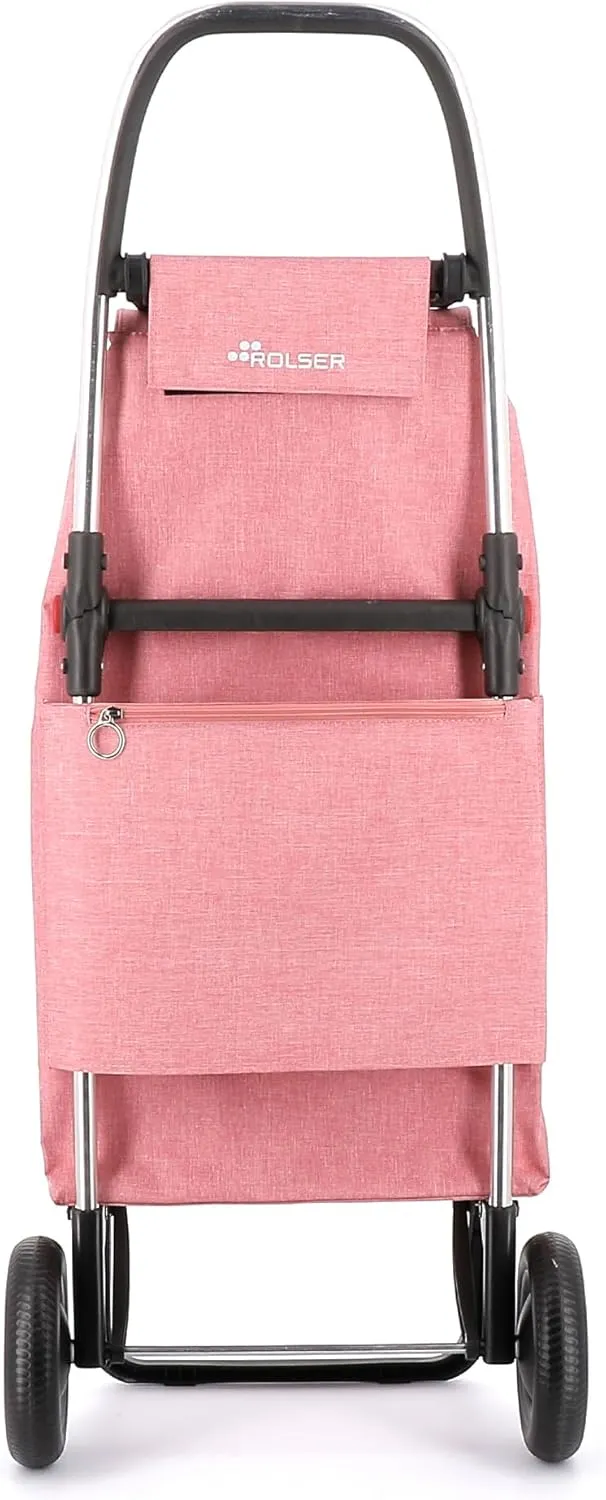 ROLSER I-Max Tweed 2 Wheel Foldable Shopping Trolley - Coral