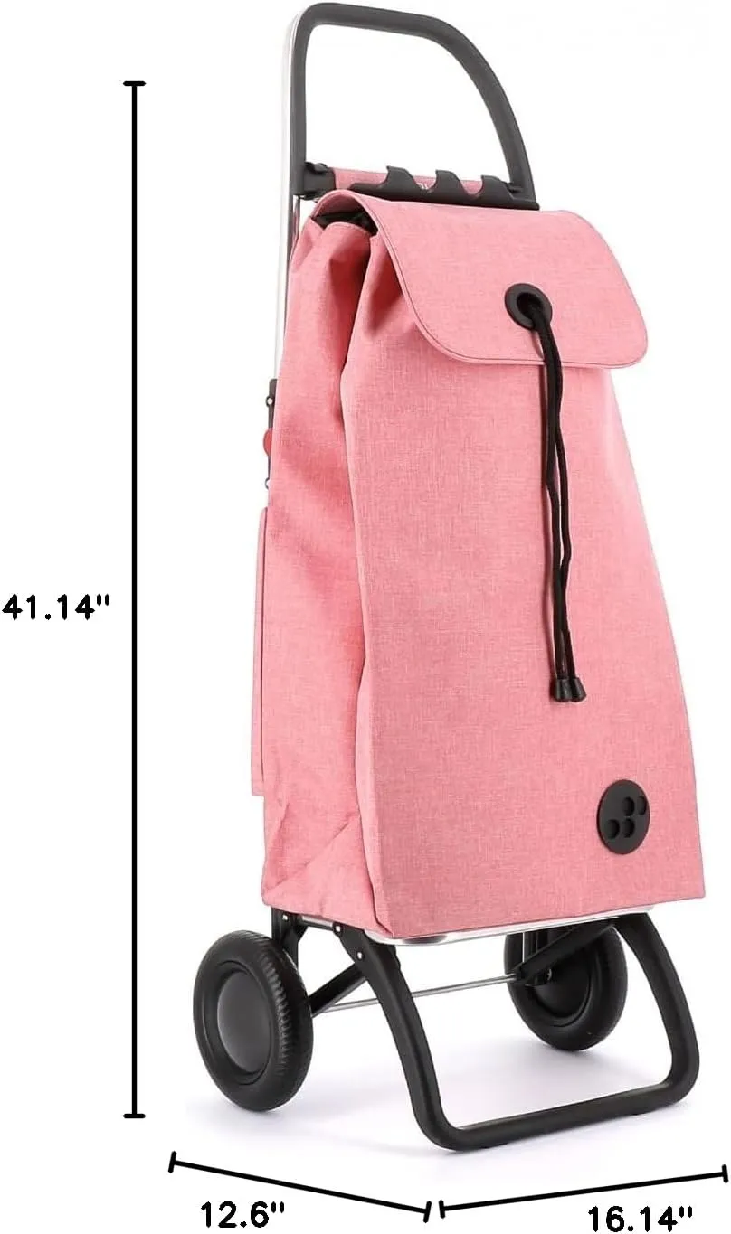 ROLSER I-Max Tweed 2 Wheel Foldable Shopping Trolley - Coral