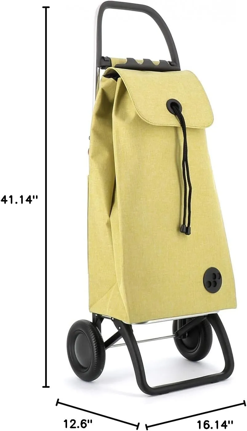 ROLSER I-Max Tweed 2 Wheel Foldable Shopping Trolley - Lime