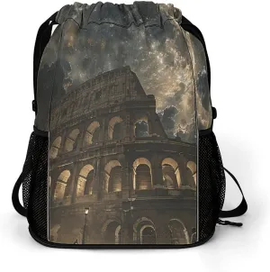 Rome Moon Shines Drawstring Backpack Draw String Bag Sports Gym Bags Cinch Bag Gift Bags Travel Sackpack