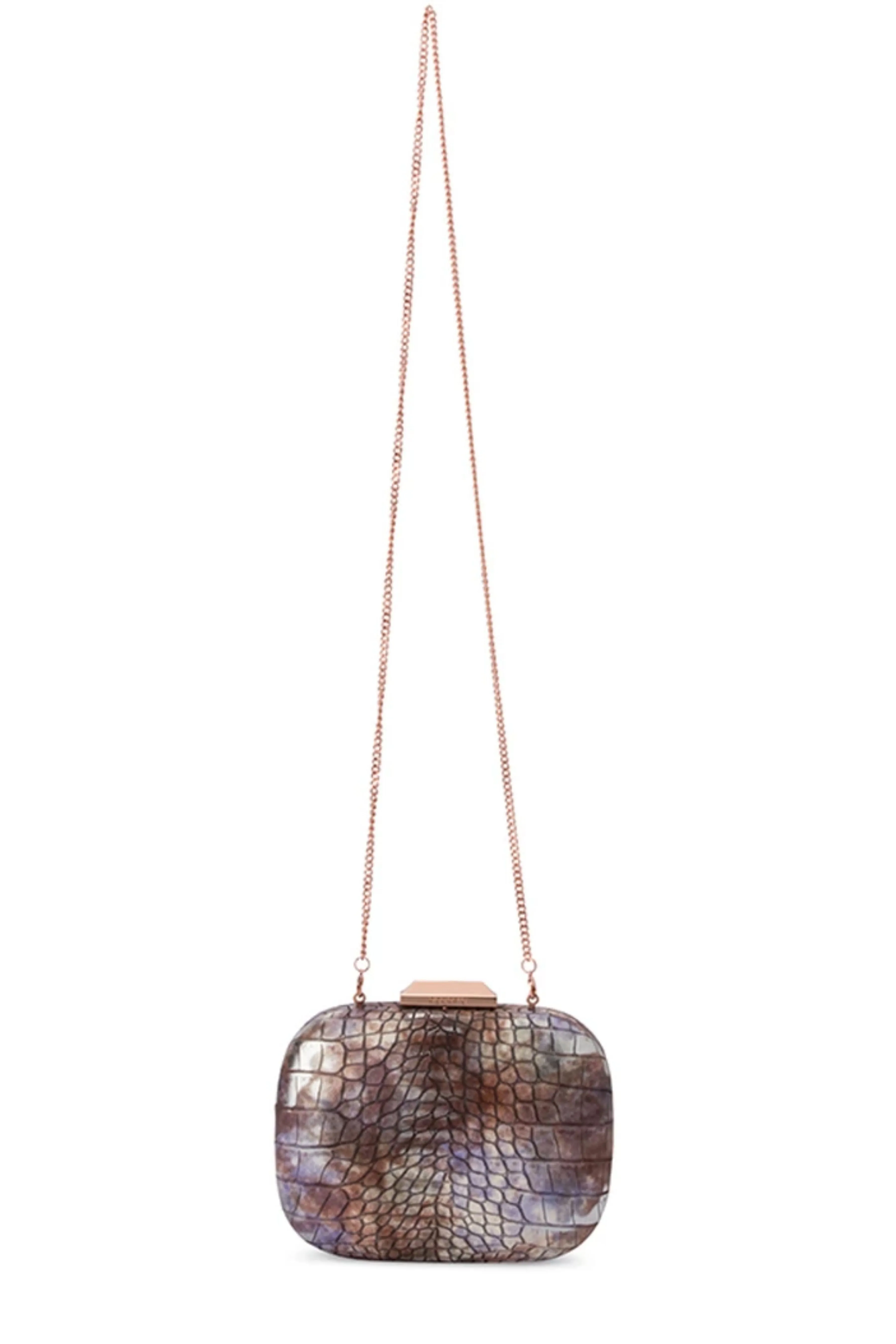Rosa Metallic Snake Skin Clutch - Lilac
