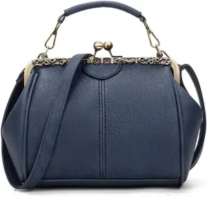 ROUROU Retro Hollow Handbag for Women - Leather Shoulder Bag Evening Clutch Crossbody Purse with Kiss Lock Closure