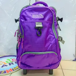 Royal Mountain Brand Trolley Bag for School & Travel - Durable Rolling Backpack | Purple (2168-18)