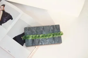 Runway Chain Bag Metallic Charcoal Acrylic Box