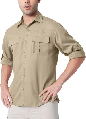 Safari Shirts for Men for Africa UV Sun Protection Lightweight Quick Dry Moisture Wicking for Hiking Fishing Travel Outdoor