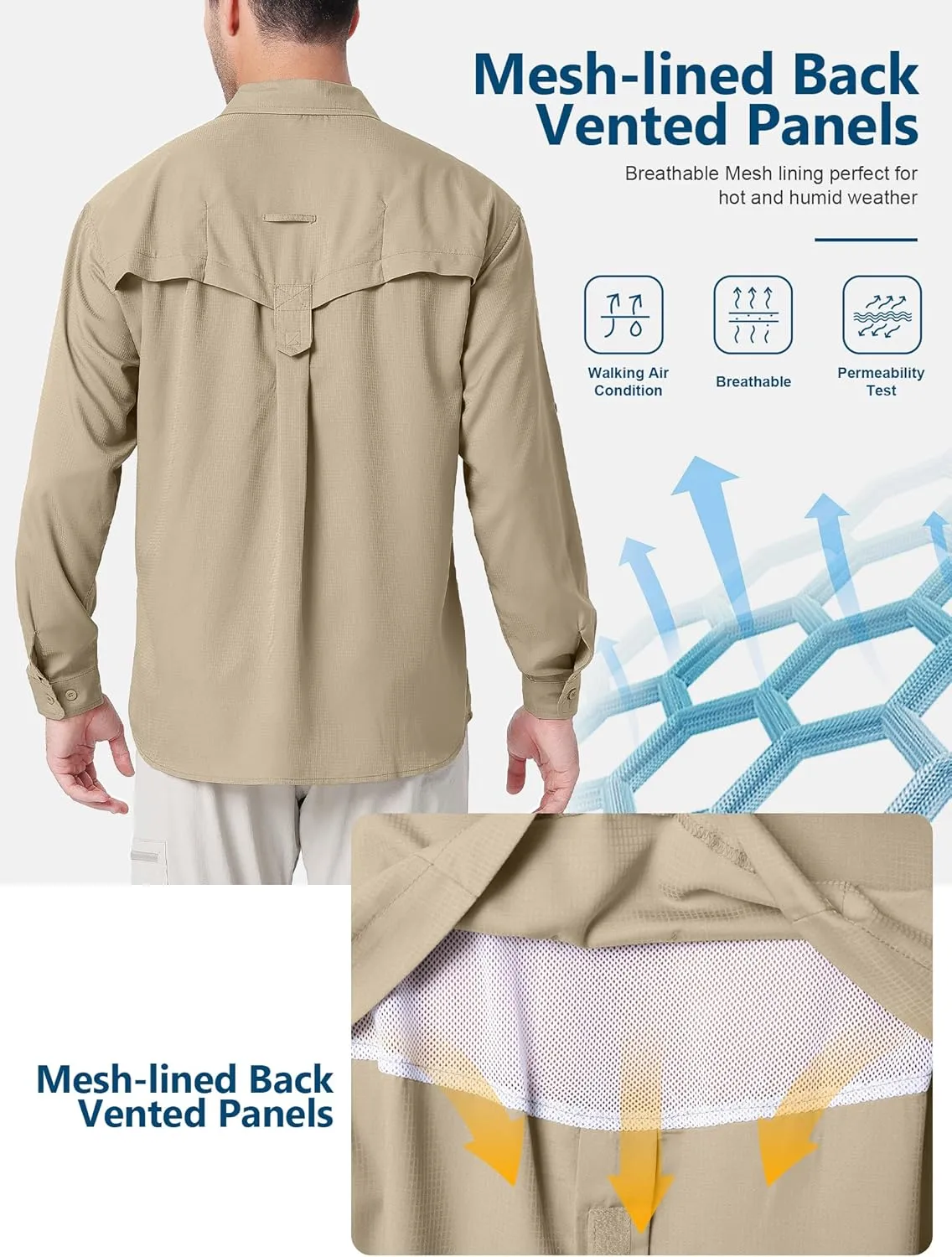 Safari Shirts for Men for Africa UV Sun Protection Lightweight Quick Dry Moisture Wicking for Hiking Fishing Travel Outdoor