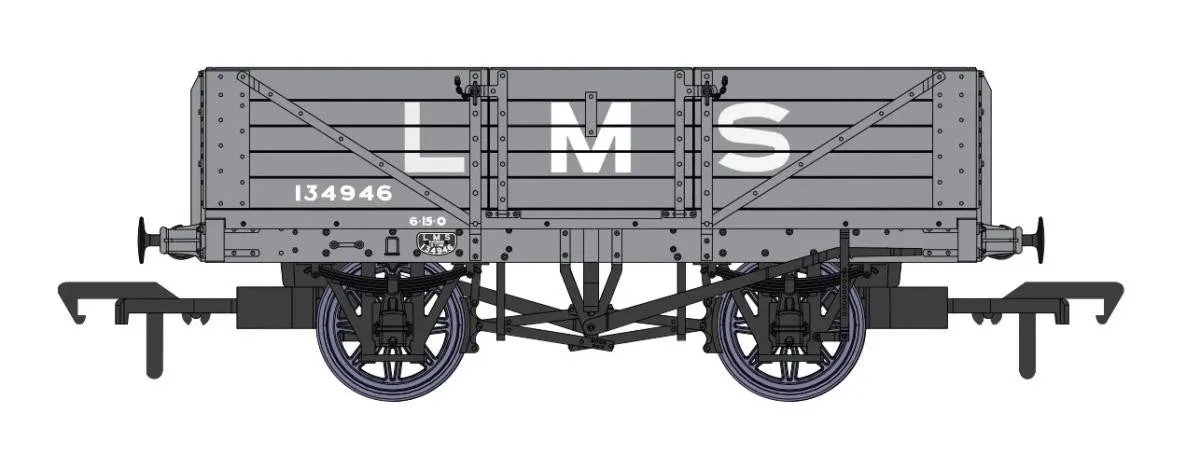 SALE - Rapido 937003 OO Gauge 5 PLANK WAGON (DIAGRAM 1666) LMS GREY 134946