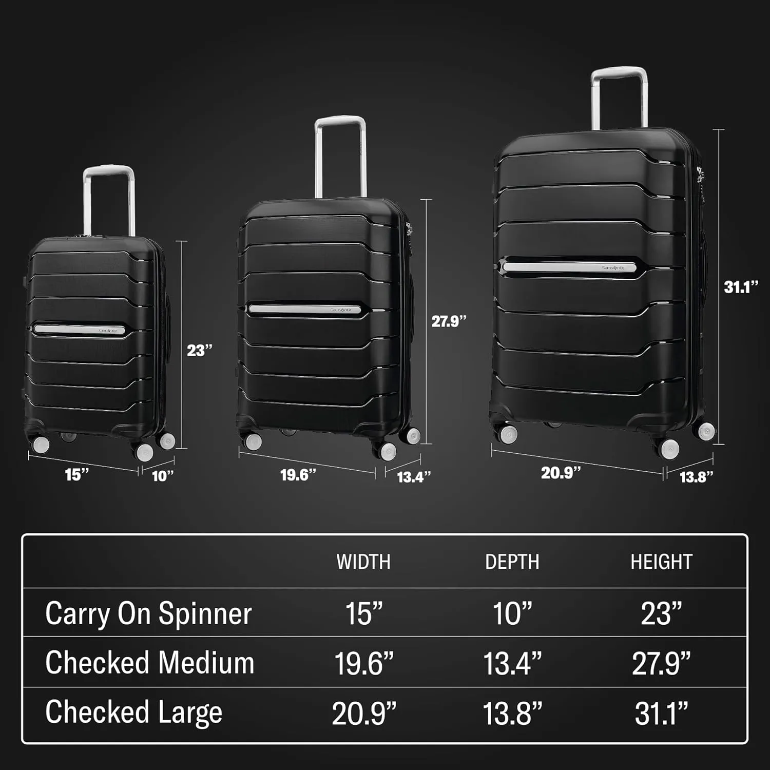 Samsonite Freeform Hardside Expandable Luggage with Spinners, White/Grey, 2PC SET (Carry-on/Large)