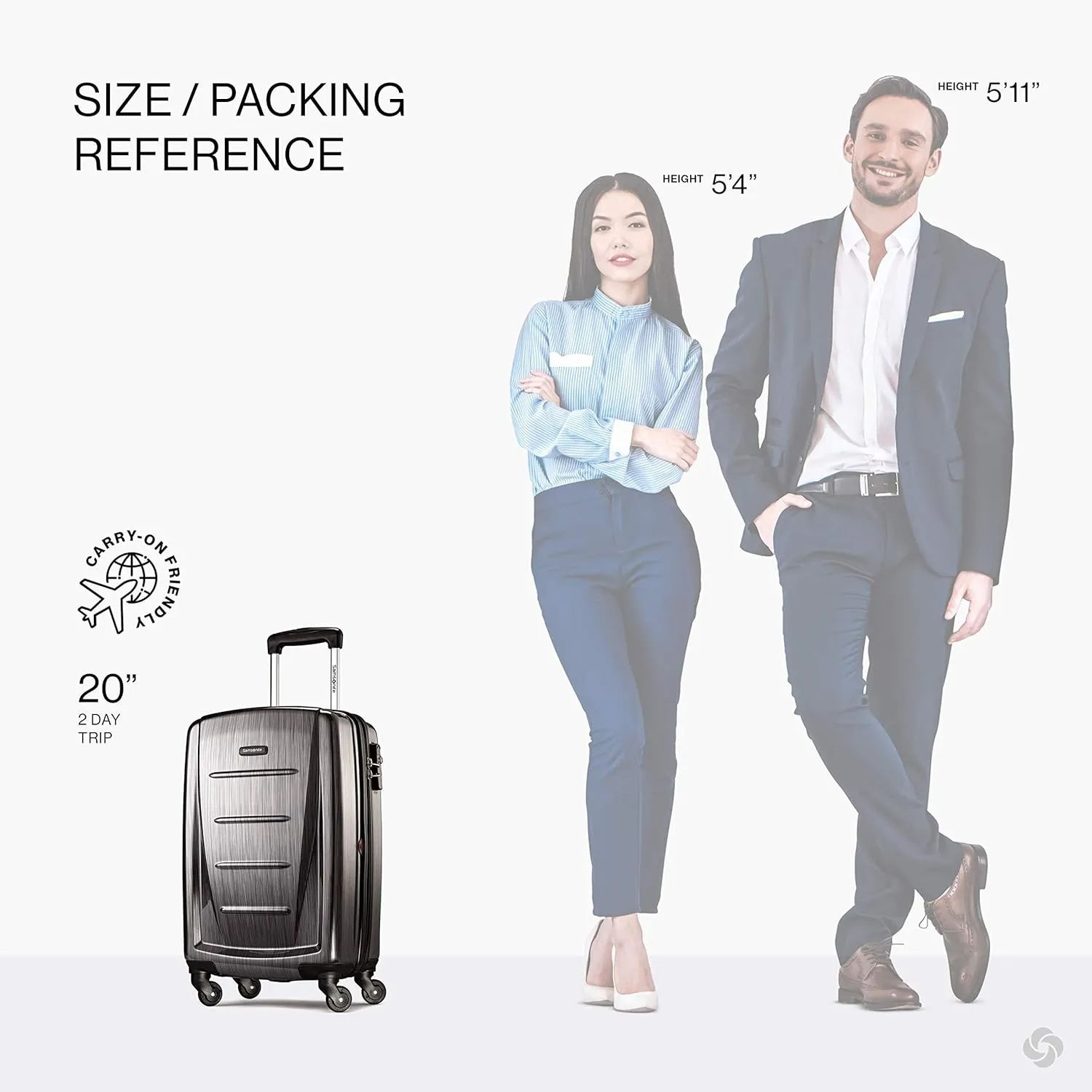 Samsonite Winfield 2 Hardside Expandable Luggage with Spinner Wheels, Charcoal, Carry-On 20-Inch
