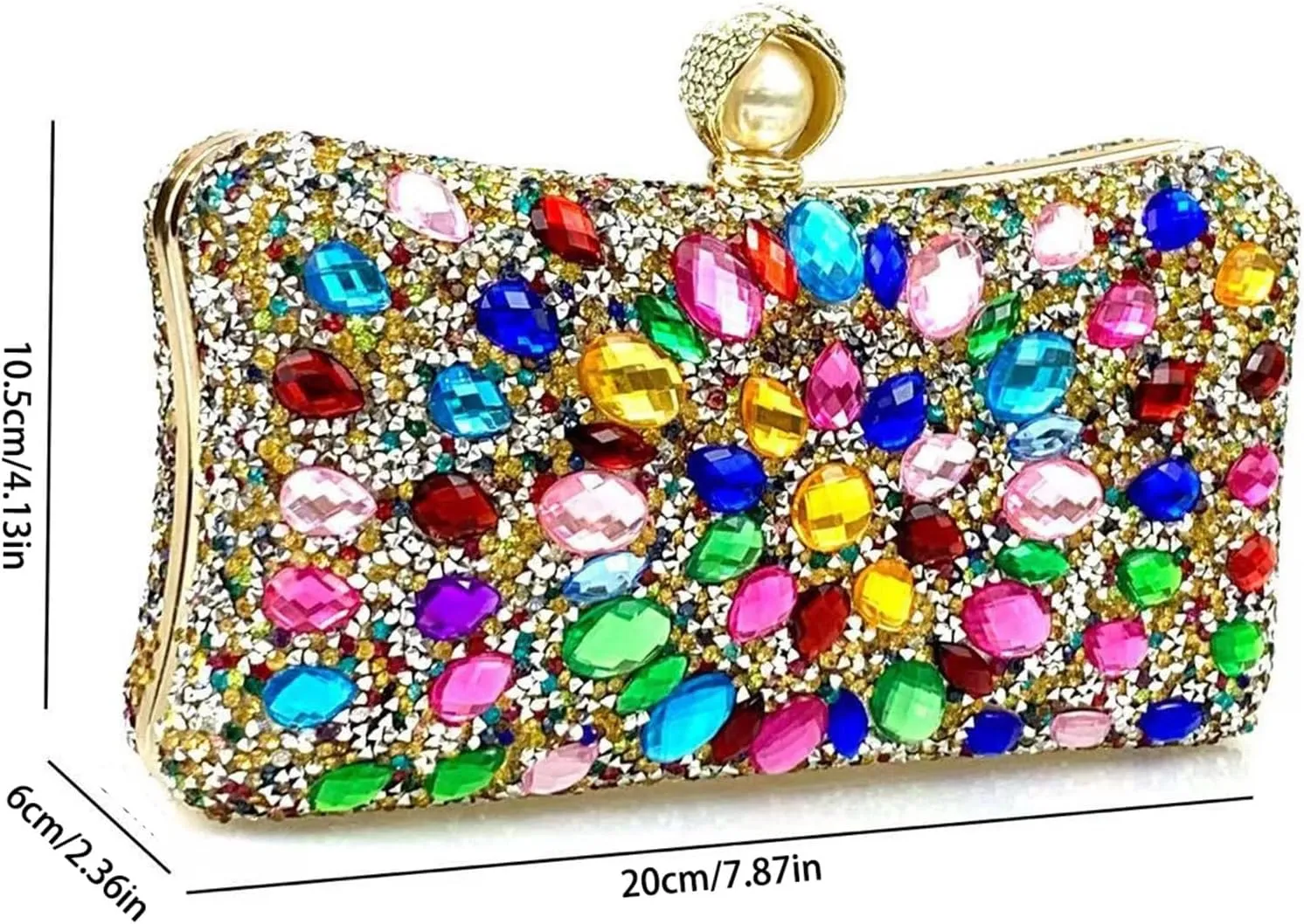 Sangeuhhlk Rhinestone Clutch Purse for Women Luxury Glitter Evening Rectangular Handbag Bride Prom Wedding Shoulder Purse(Gold)