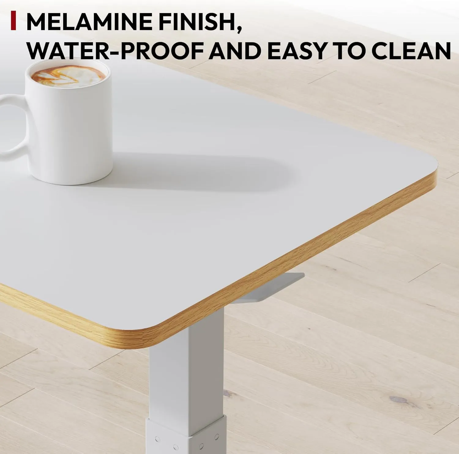 SANODESK Mobile Standing Desk with Hidden Wheels,Pneumatic Laptop Desk Rolling Computer Cart Movable Height Adjustable Small Sit Stand Desk for Home Office(27.6" W x 15.7" D, White Maple Band)
