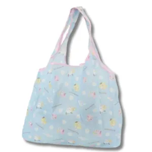 Sanrio Characters Foldable Shopping Tote Bag - Checked Blue