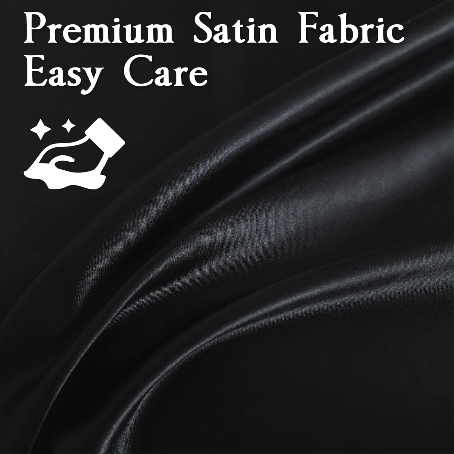 Satin Sheets Set,Soft Satin Bed Sheets King Size Set,4Pcs Luxury Silky Bedding Set with 15 Inches Deep Pocket for Mattress(King, Black)