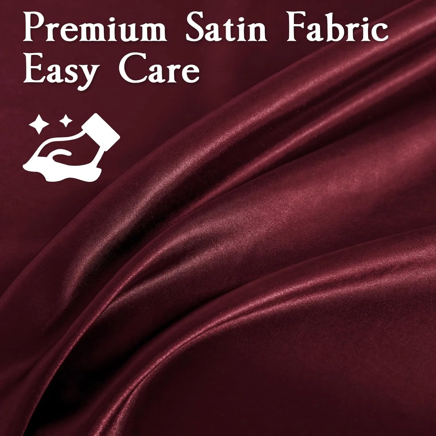 Satin Sheets Set,Soft Satin Bed Sheets King Size Set,4Pcs Luxury Silky Bedding Set with 15 Inches Deep Pocket for Mattress(King, Burgundy)