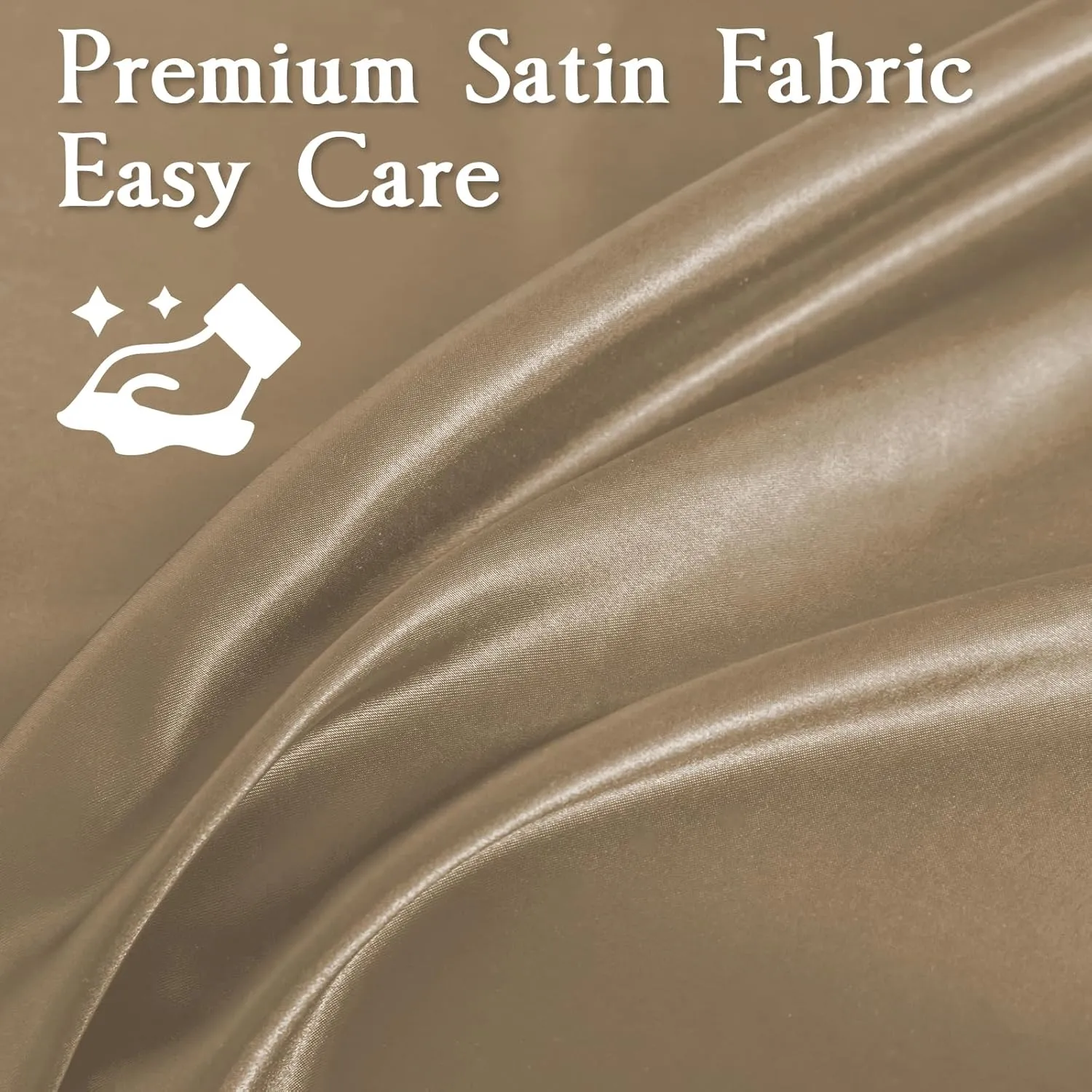 Satin Sheets Set,Soft Satin Bed Sheets King Size Set,4Pcs Luxury Silky Bedding Set with 15 Inches Deep Pocket for Mattress(King, Champagne)