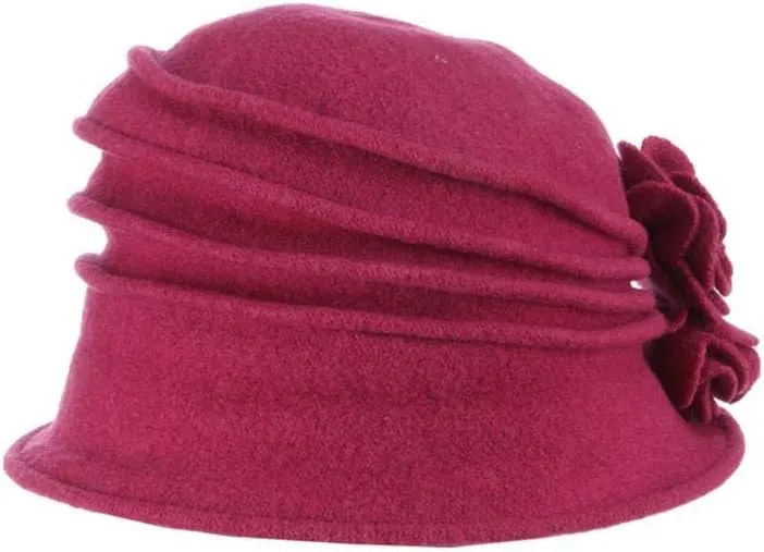 Scala Women's Boiled Wool Cloche with Rosettes