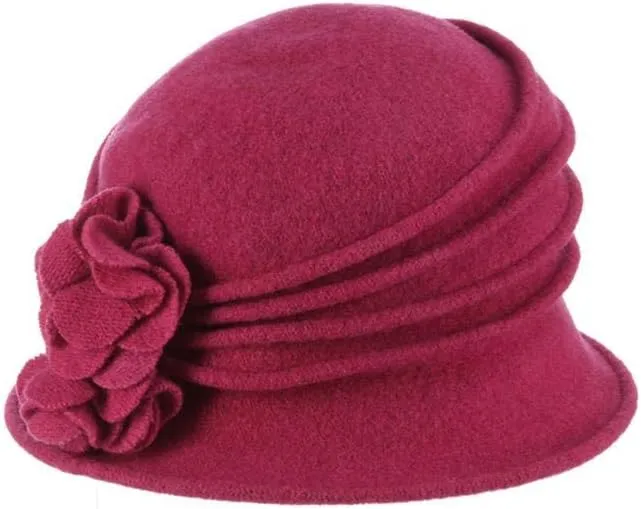 Scala Women's Boiled Wool Cloche with Rosettes