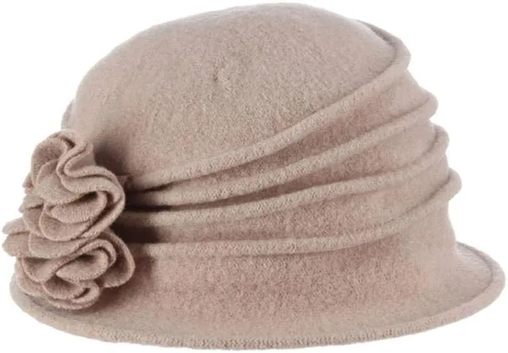 Scala Women's Boiled Wool Cloche with Rosettes