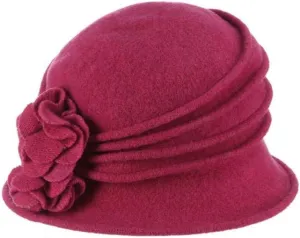 Scala Women's Boiled Wool Cloche with Rosettes
