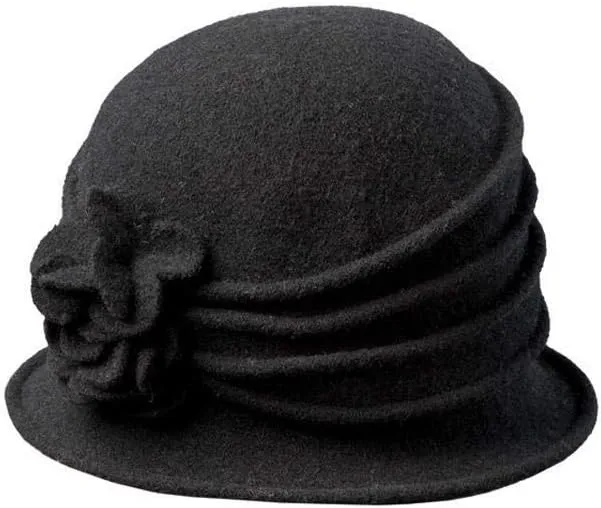 Scala Women's Boiled Wool Cloche with Rosettes
