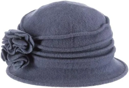 Scala Women's Boiled Wool Cloche with Rosettes