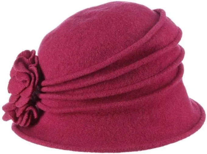 Scala Women's Boiled Wool Cloche with Rosettes