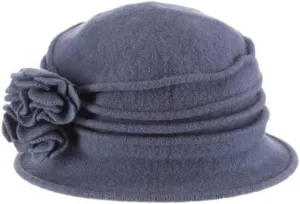Scala Women's Boiled Wool Cloche with Rosettes