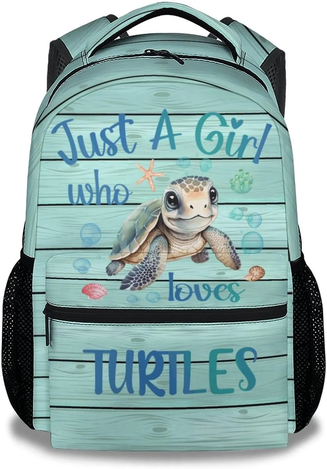 Sea Turtle School Backpack for Kids, 16 Inch Green Backpacks for Girls, Cartoon, Durable, Lightweight, Large Capacity Bookbag for Travel
