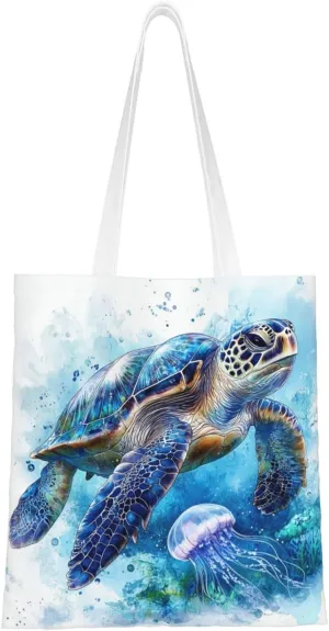 Sea Turtles Tote Bag Reusable Shoulder Tote Bag For Women Lady Vacation, Shopping, Work
