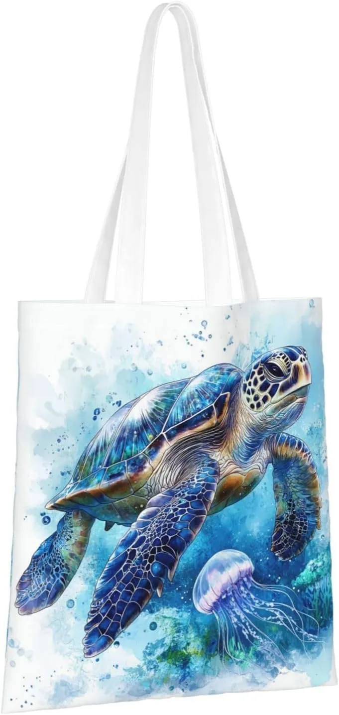 Sea Turtles Tote Bag Reusable Shoulder Tote Bag For Women Lady Vacation, Shopping, Work